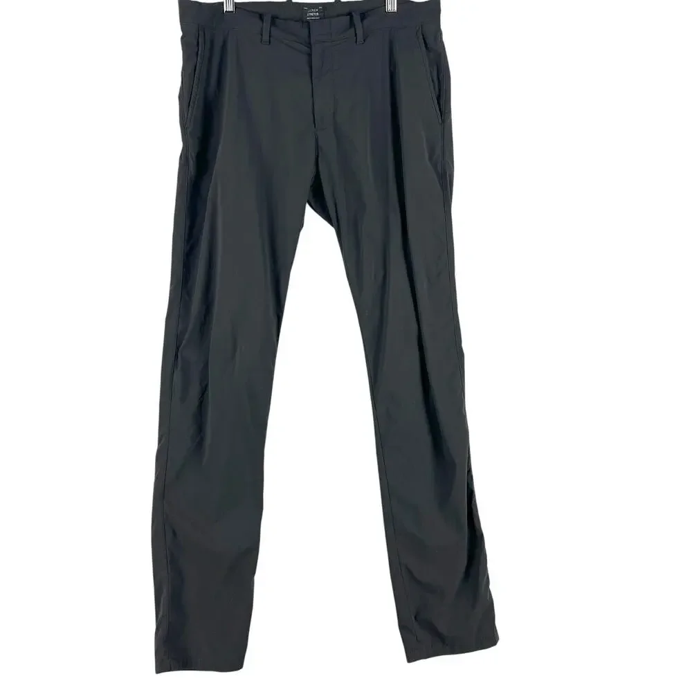 J.Crew Mens 484 Slim-fit Tech Pant 34x34 Brown Stretch Water-Resistant